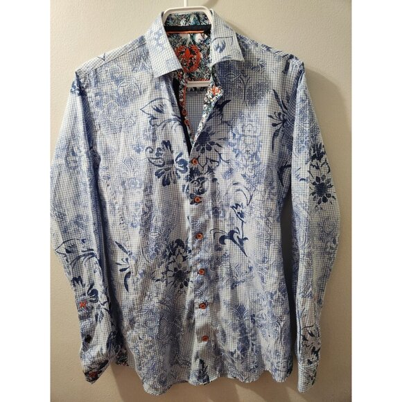 Au Noir Mens Shirt Long Sleeves Size 1 Floral Pattern - Picture 1 of 10